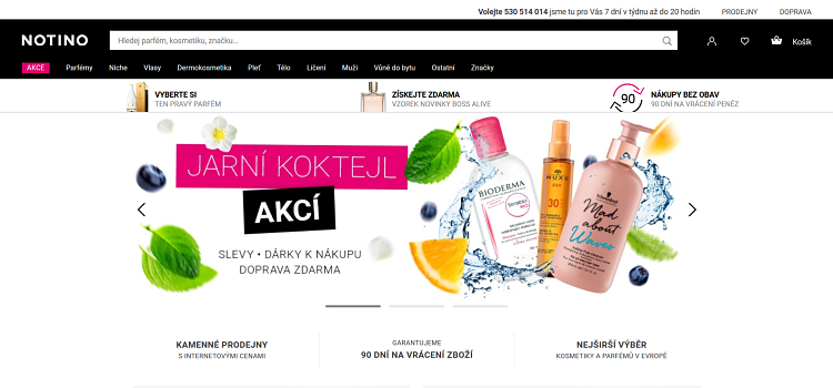 Screenshot Parfumerie notino cz
